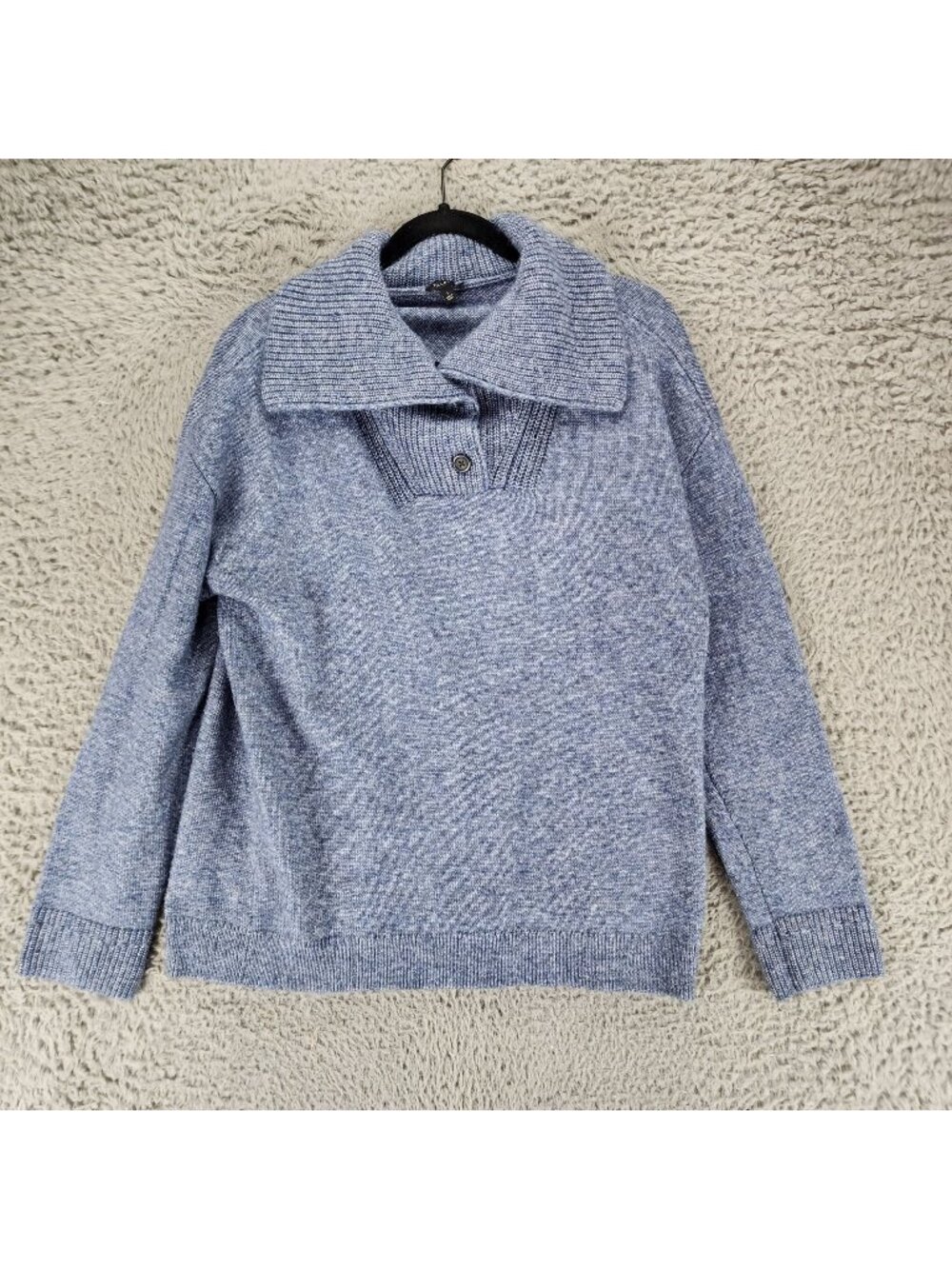 Talbots Sweater Womens Large Blue Long Sleeve Knit 1/4 Button
